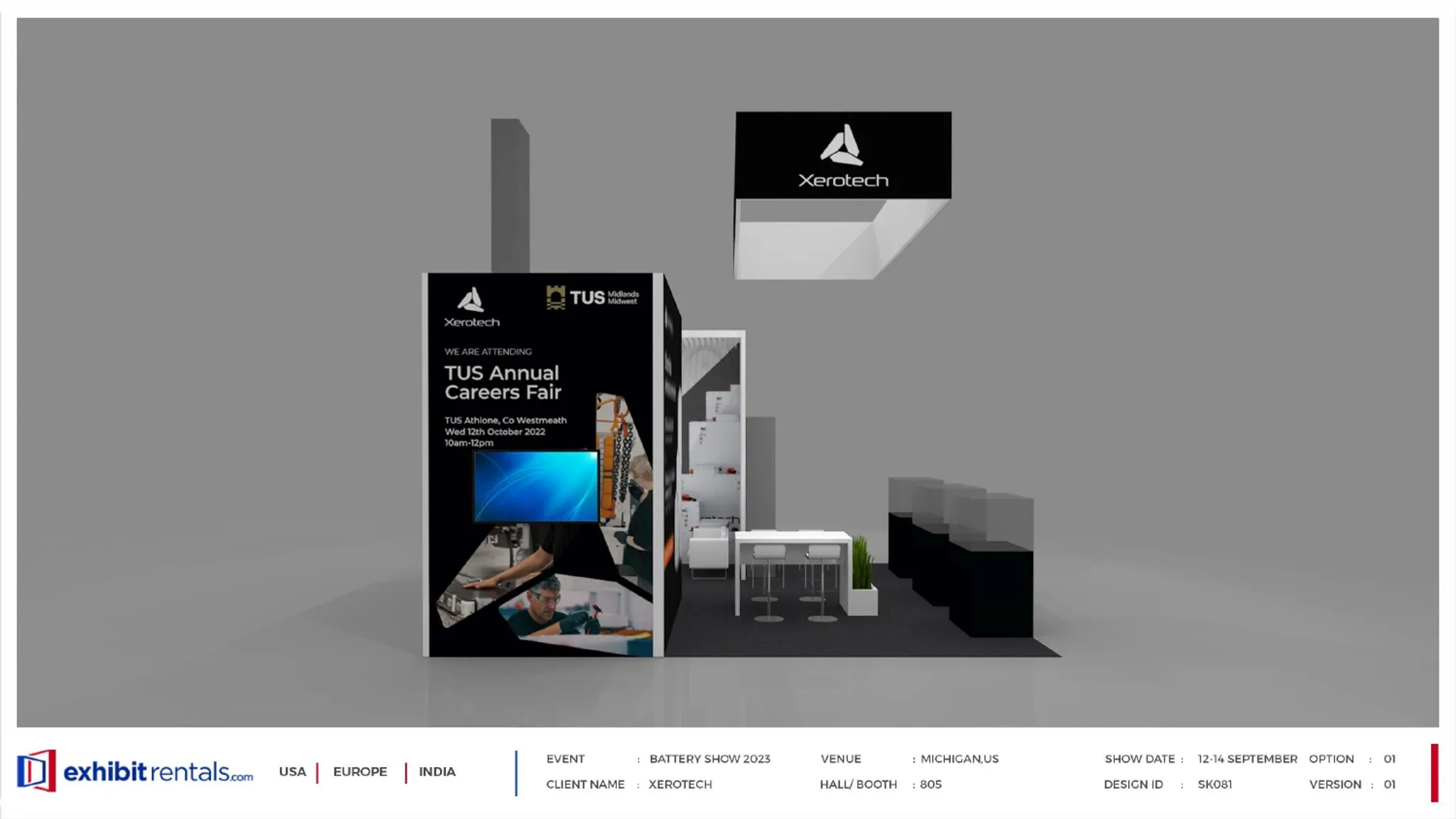 20x20 Peninsula booth design by Exhibit-Rentals